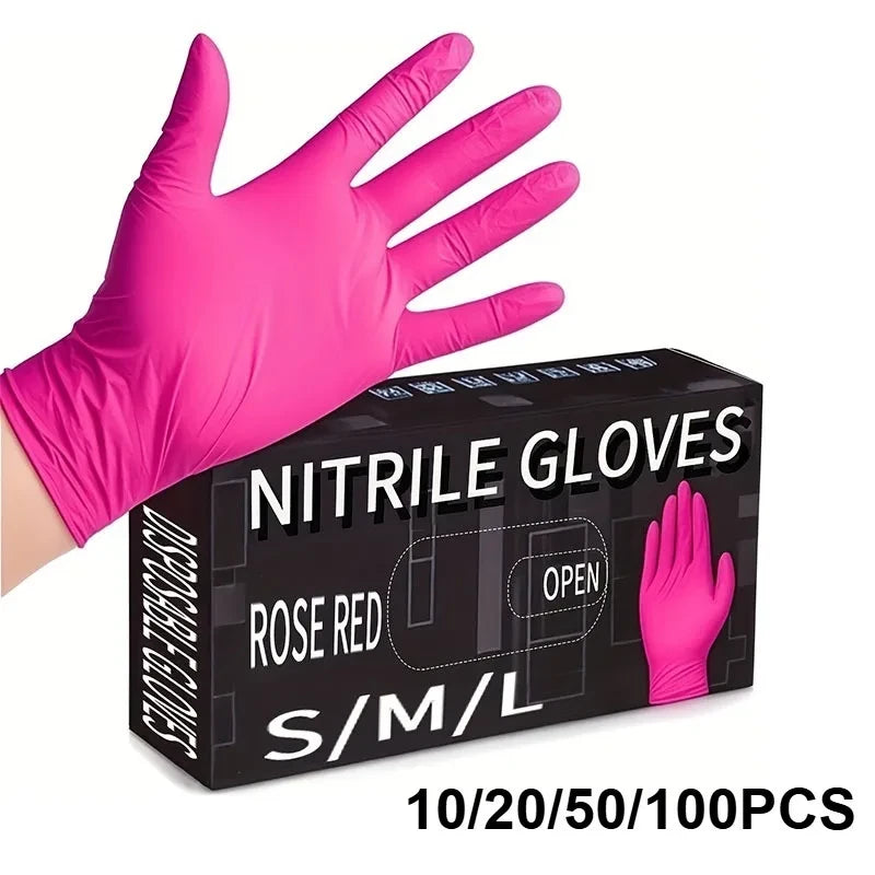 Rose Pink Nitrile Disposable Gloves