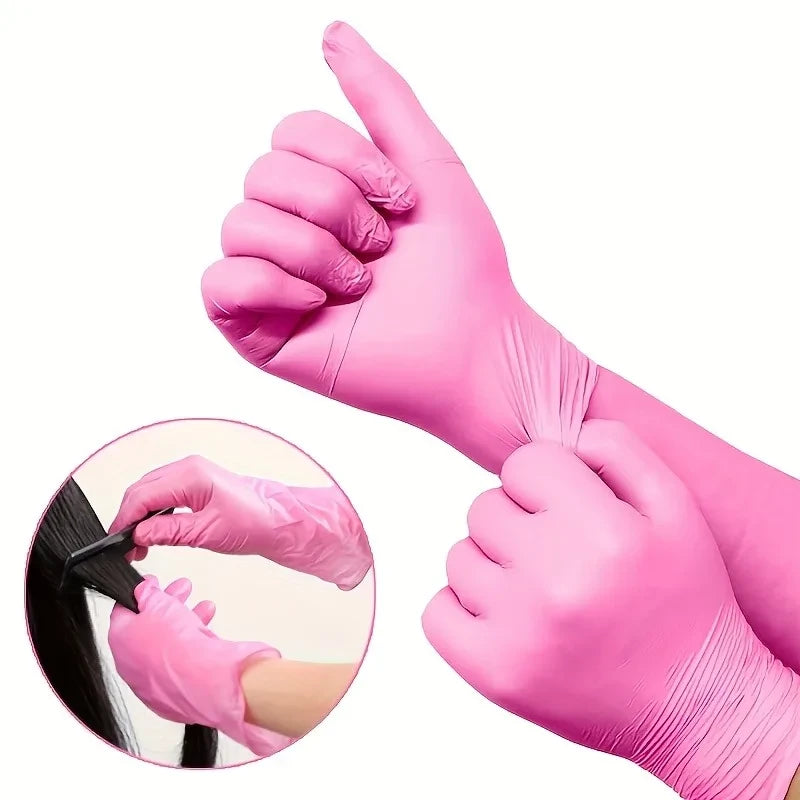 Rose Pink Nitrile Disposable Gloves